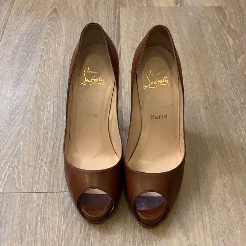 Christian Louboutin Camel Peep Toe Pumps